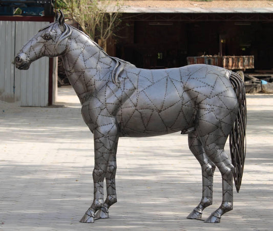 Luxury Iron Horse Statue - Steelborn Stallion Handcrafted Metal Art - TesuSculpture