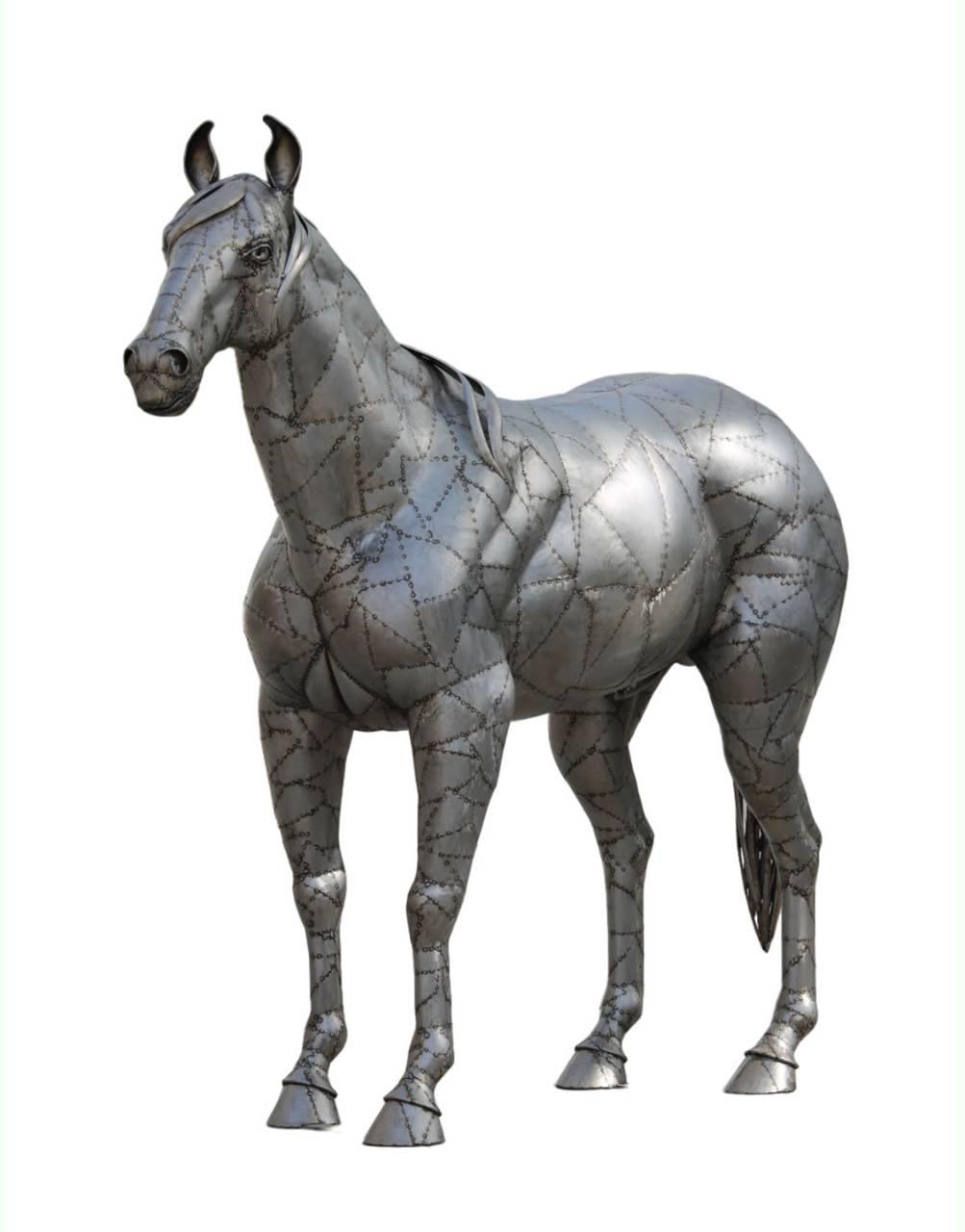 Luxury Iron Horse Statue - Steelborn Stallion Handcrafted Metal Art - TesuSculpture
