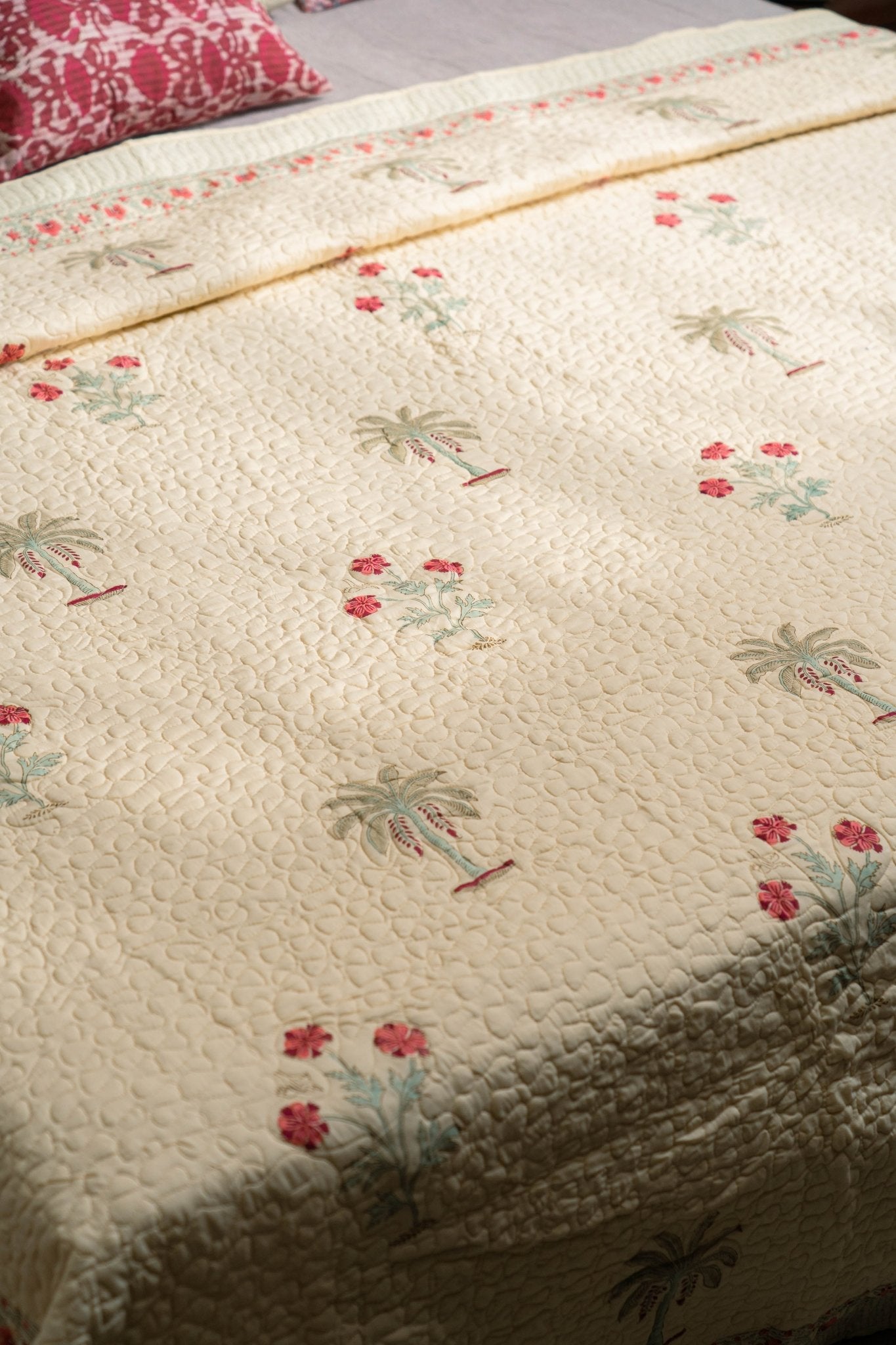 Neer Vana Hand Block Print Bedcover - Handcrafted Cotton Duvet - TesuFurnishing
