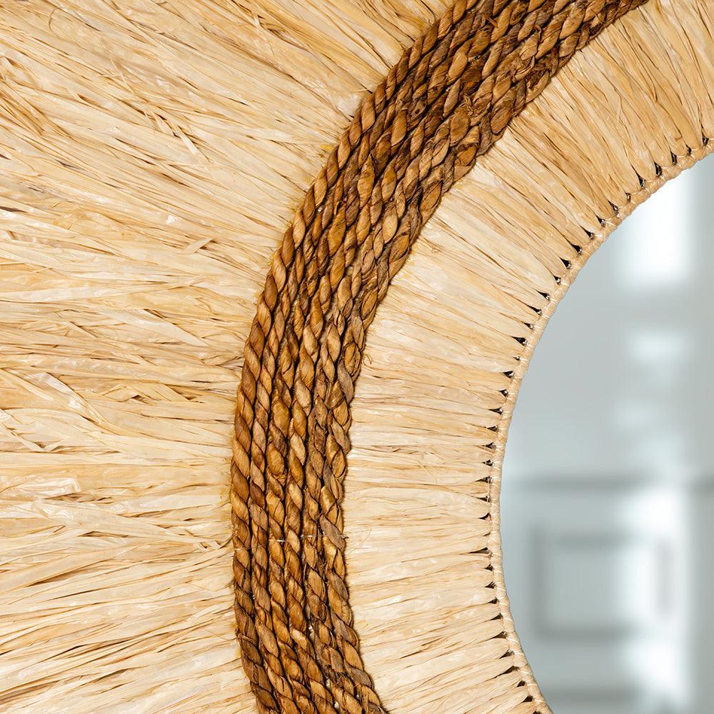 Rustic Banana Fiber Sunburst Mirror - TesuMirror