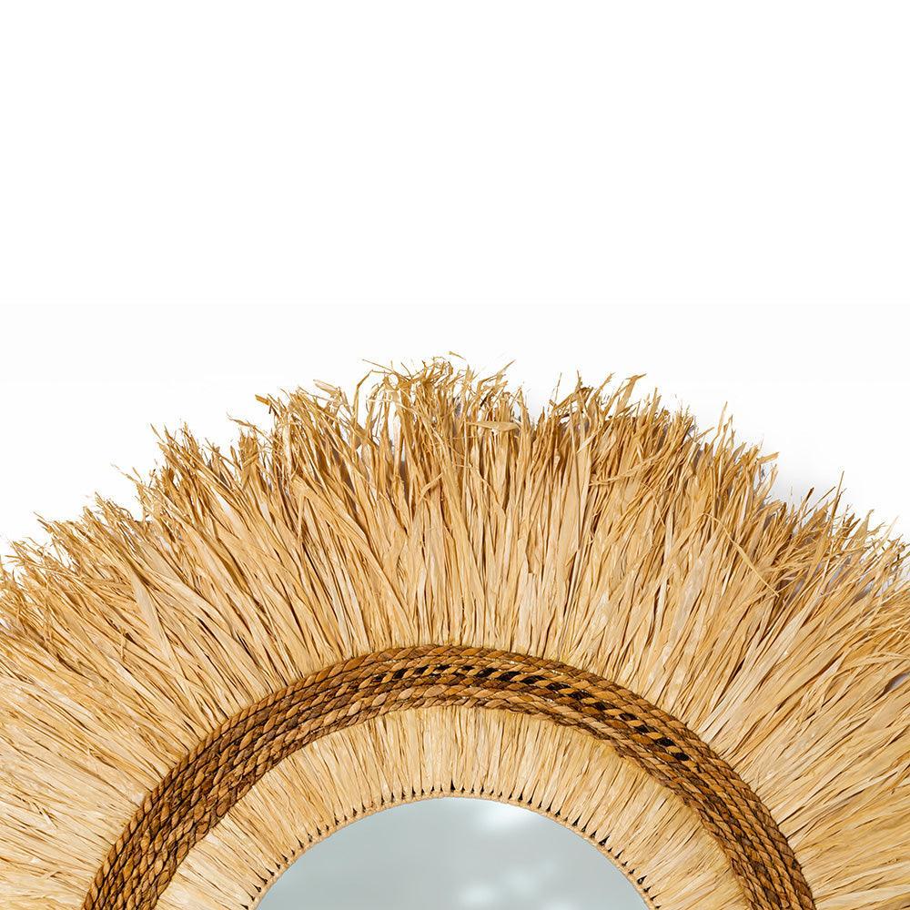 Rustic Banana Fiber Sunburst Mirror - TesuMirror