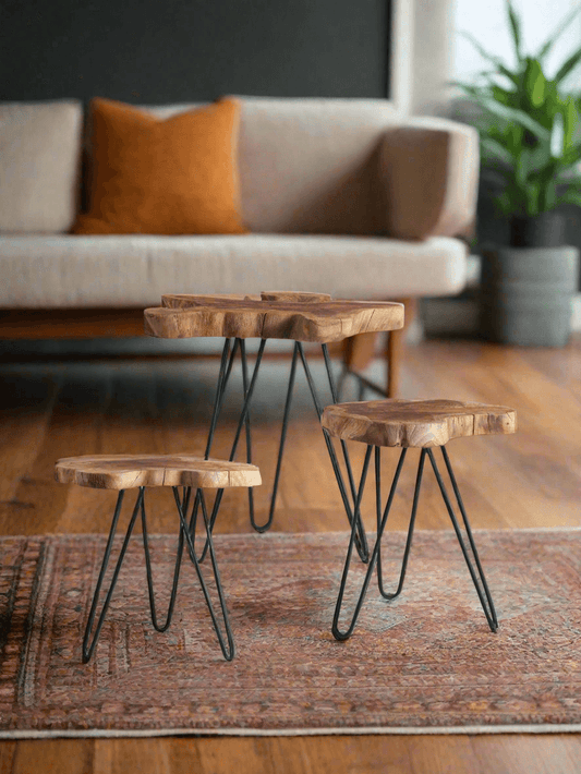 Rustic Trio Nesting Table Set of 3 - TesuSide Table