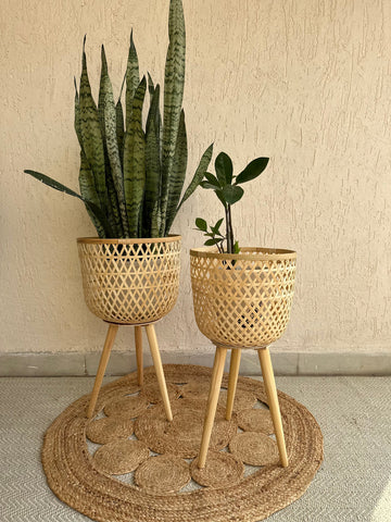 tesu folding planter collection bamboo handmade imported light weight