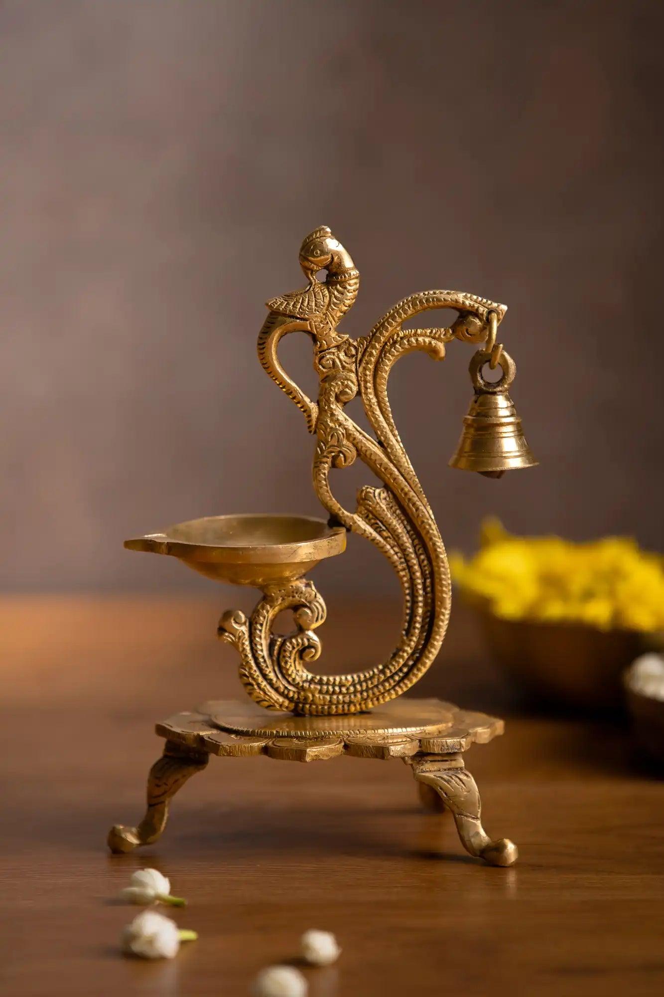 Tulip Brass Dia with Bell - TesuBrass Diya