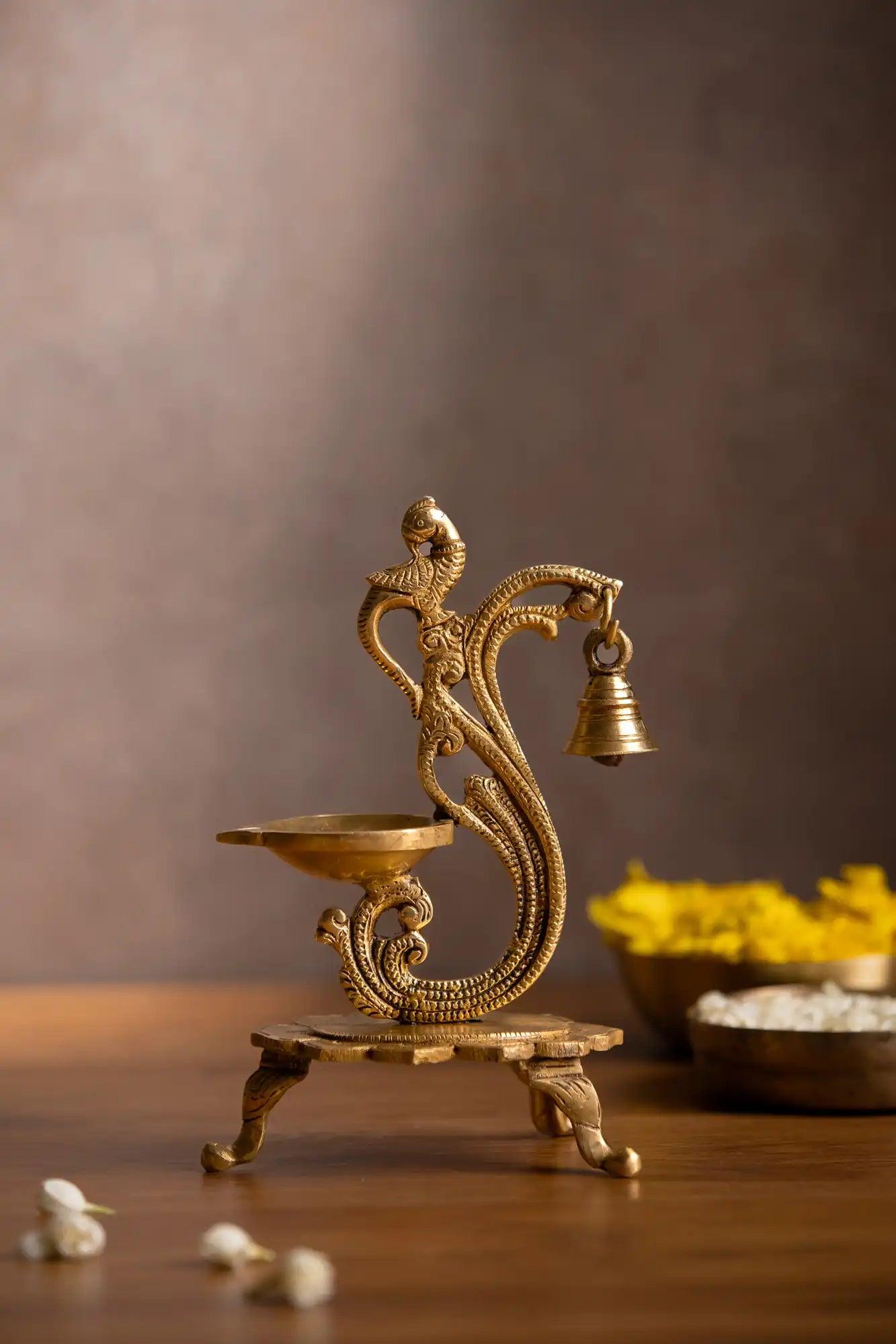 Tulip Brass Dia with Bell - TesuBrass Diya