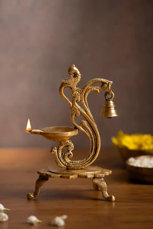 Tulip Brass Dia with Bell - TesuBrass Diya