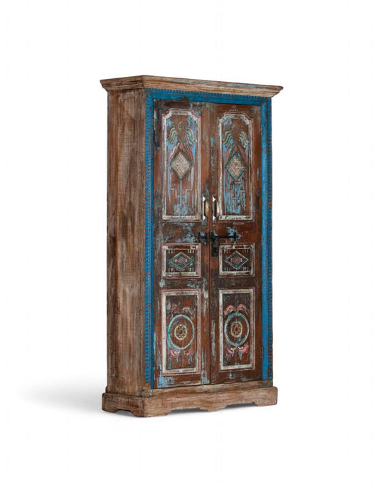 Turquoise Two Door Antique Almirah - TesuCabinets & Storage