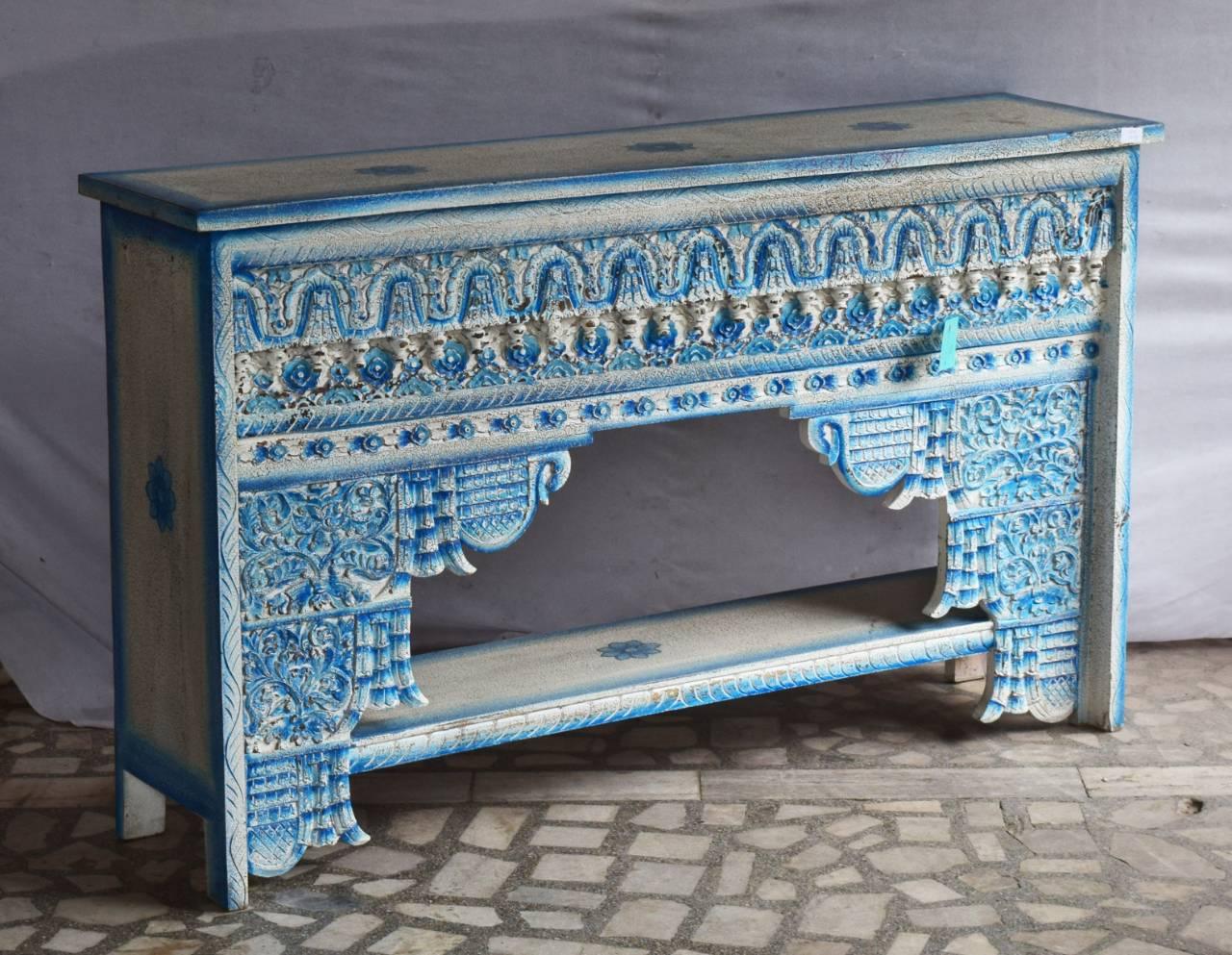 Turquoise Wooden Painted Console Table - TesuTable