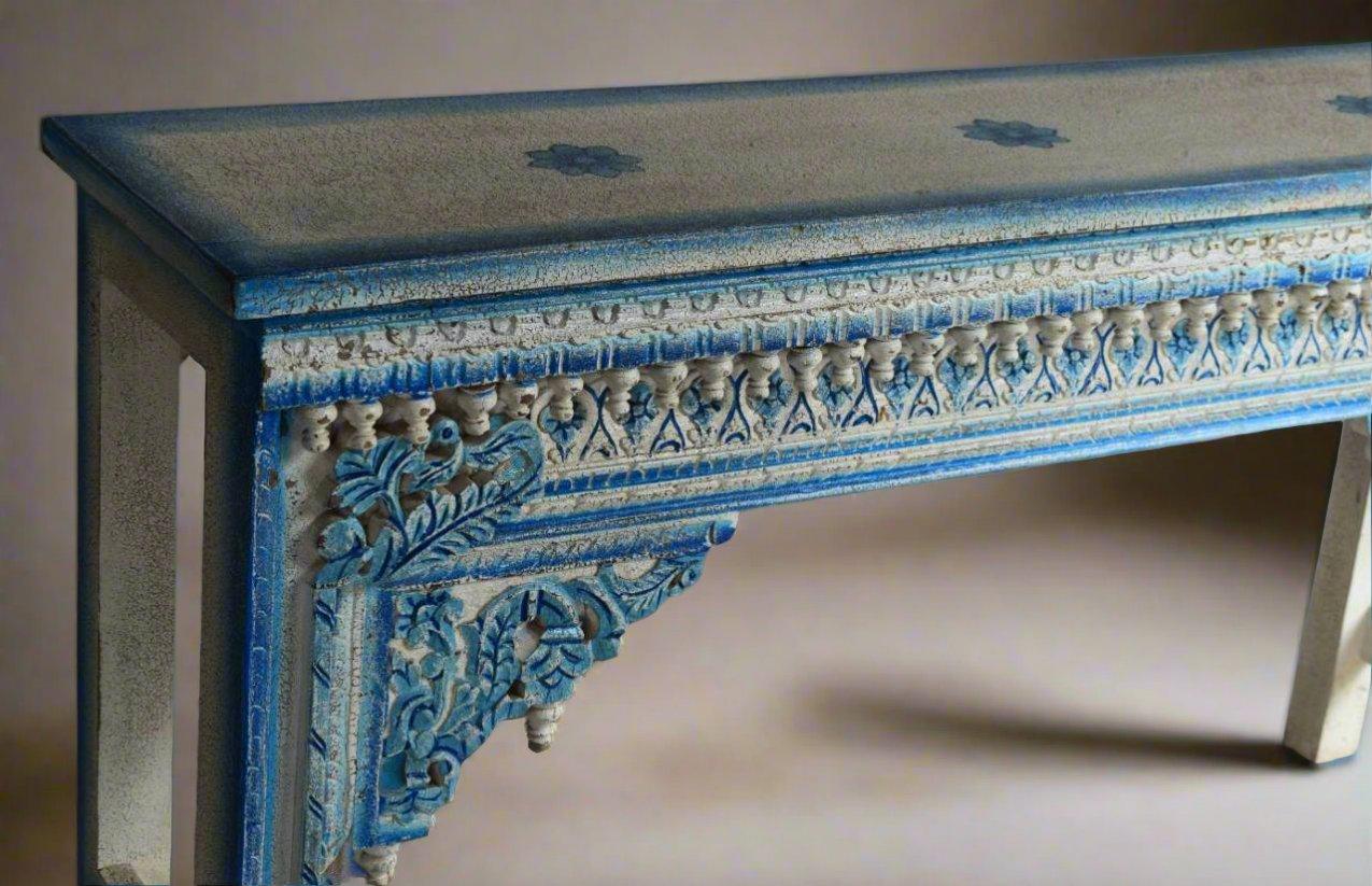 Turquoise Wooden Painted Console Table - TesuTable