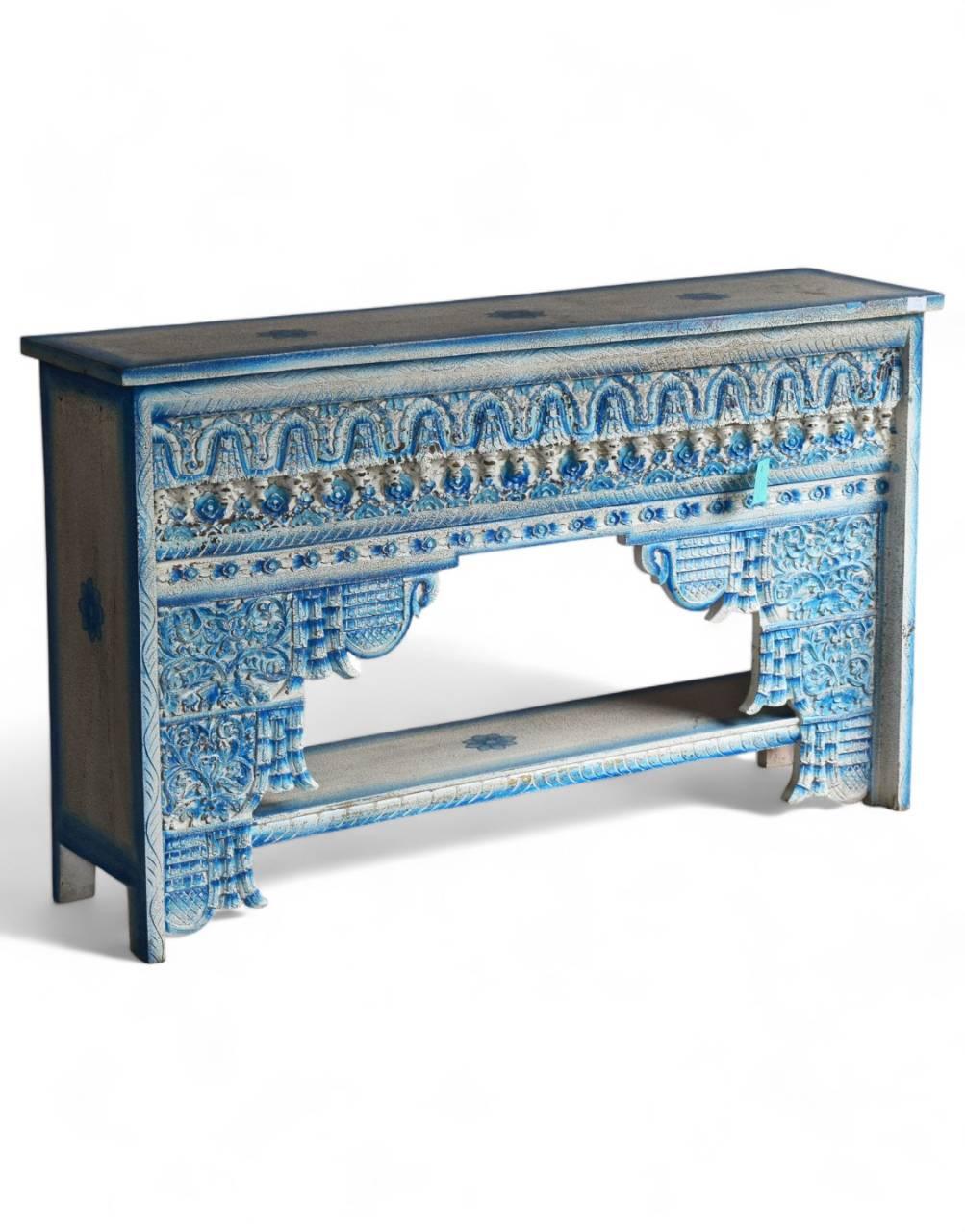 Turquoise Wooden Painted Console Table - TesuTable