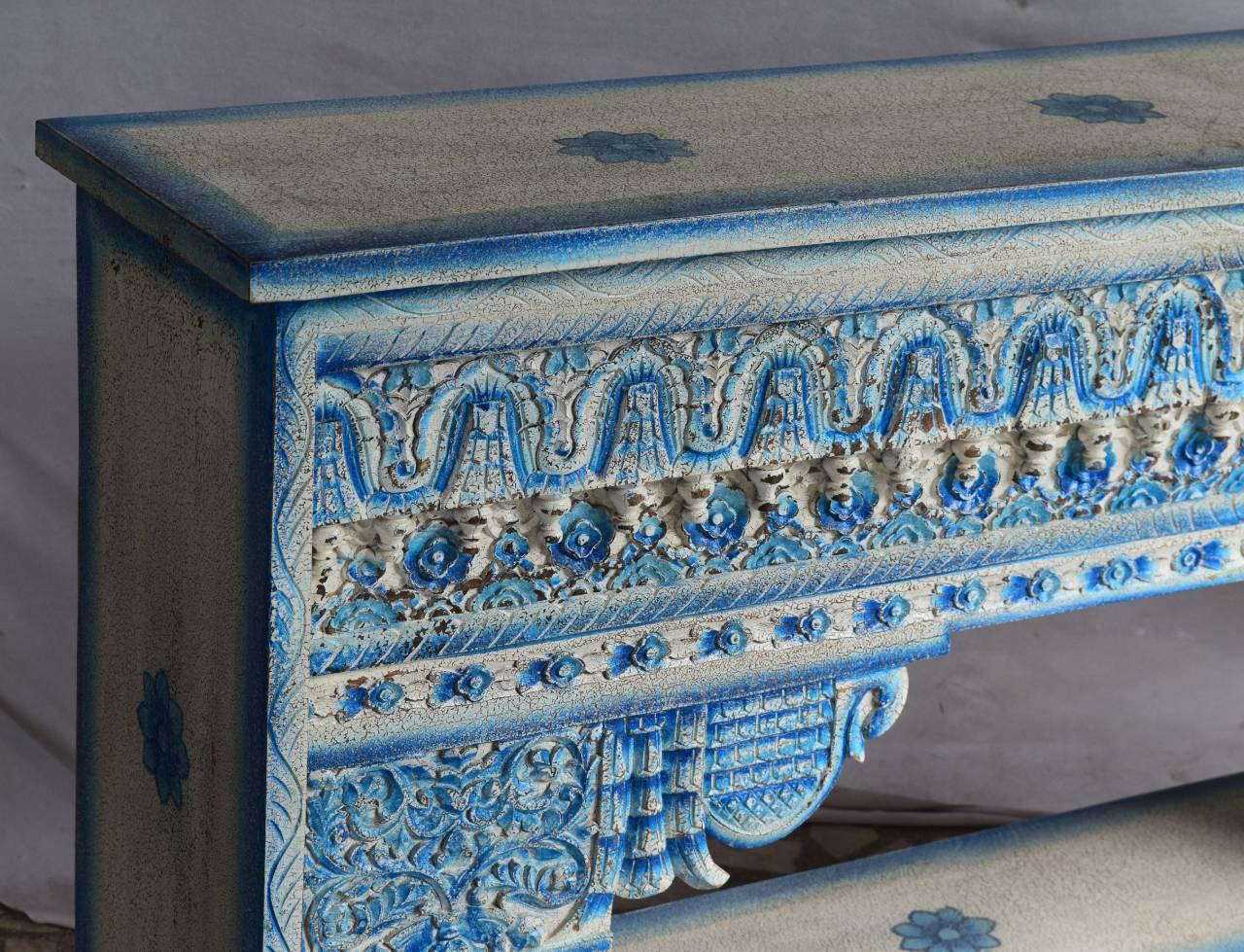 Turquoise Wooden Painted Console Table - TesuTable