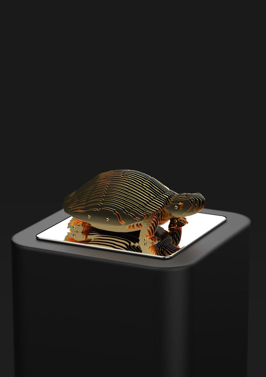 Turtle Parametric Metal Sculpture in matt black stainless steel - luxury parametric design art piece by Tesu.