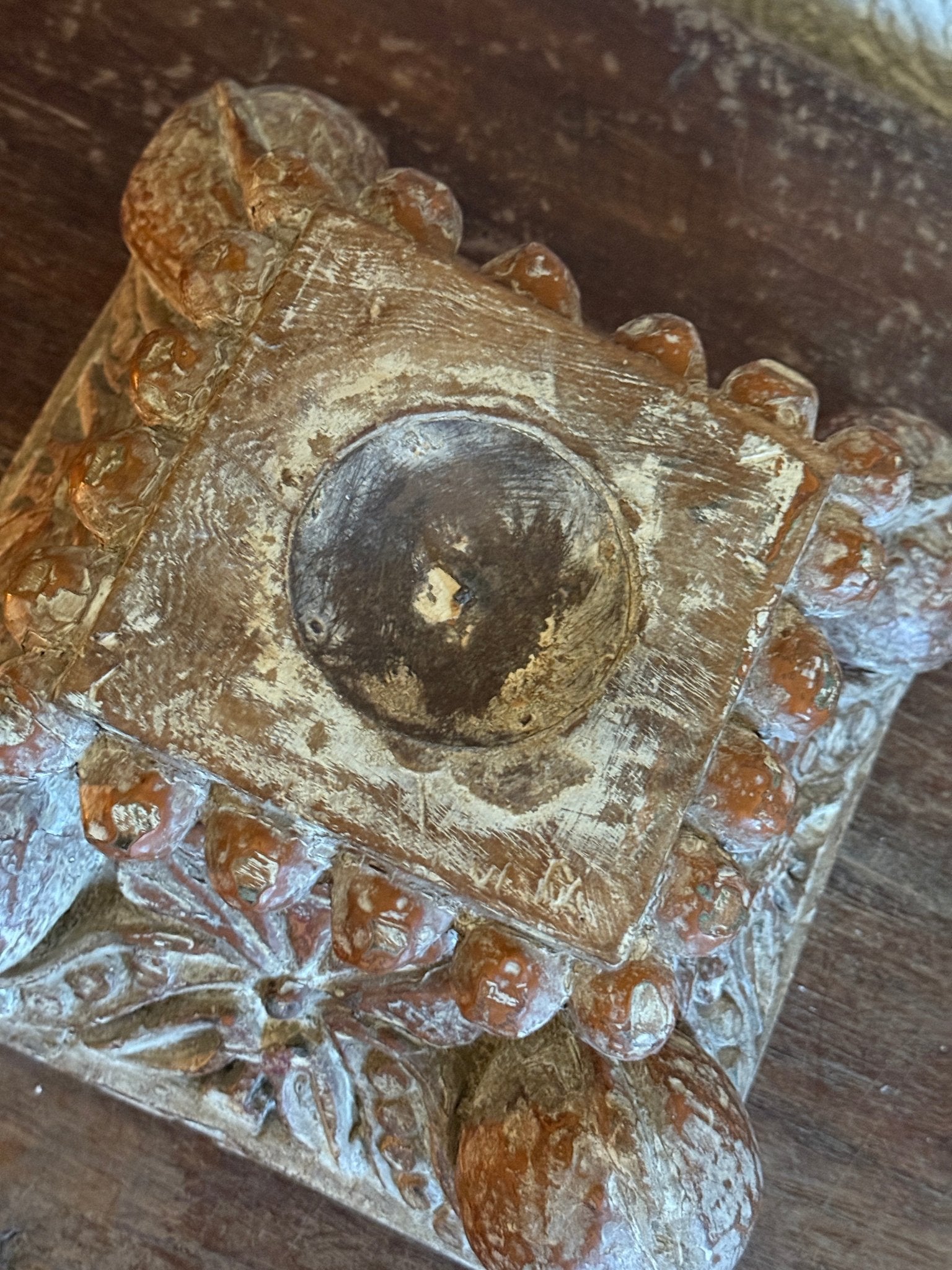 Vintage Carved Stone Candle Holder - Antique White Finish - TesuHome Decor