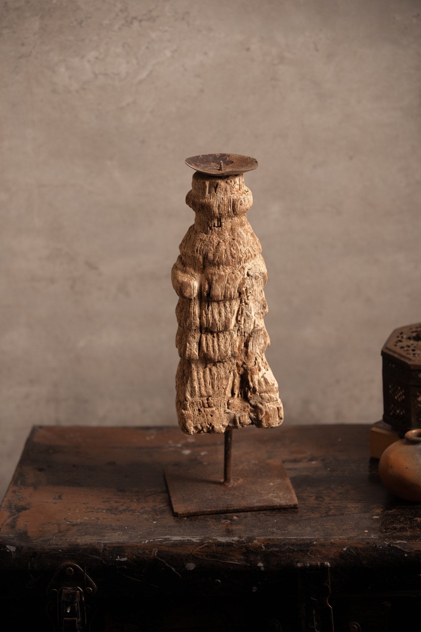 Vintage Handcarved Wooden Candle Stand - TesuCandles & Candle Holders