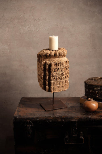 Vintage Handcarved Wooden Candle Stand - TesuCandles & Candle Holders