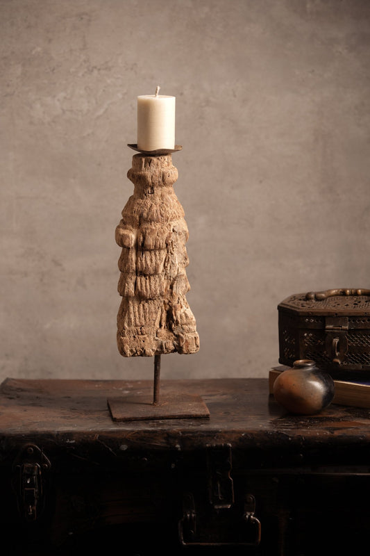Vintage Handcarved Wooden Candle Stand - TesuCandles & Candle Holders