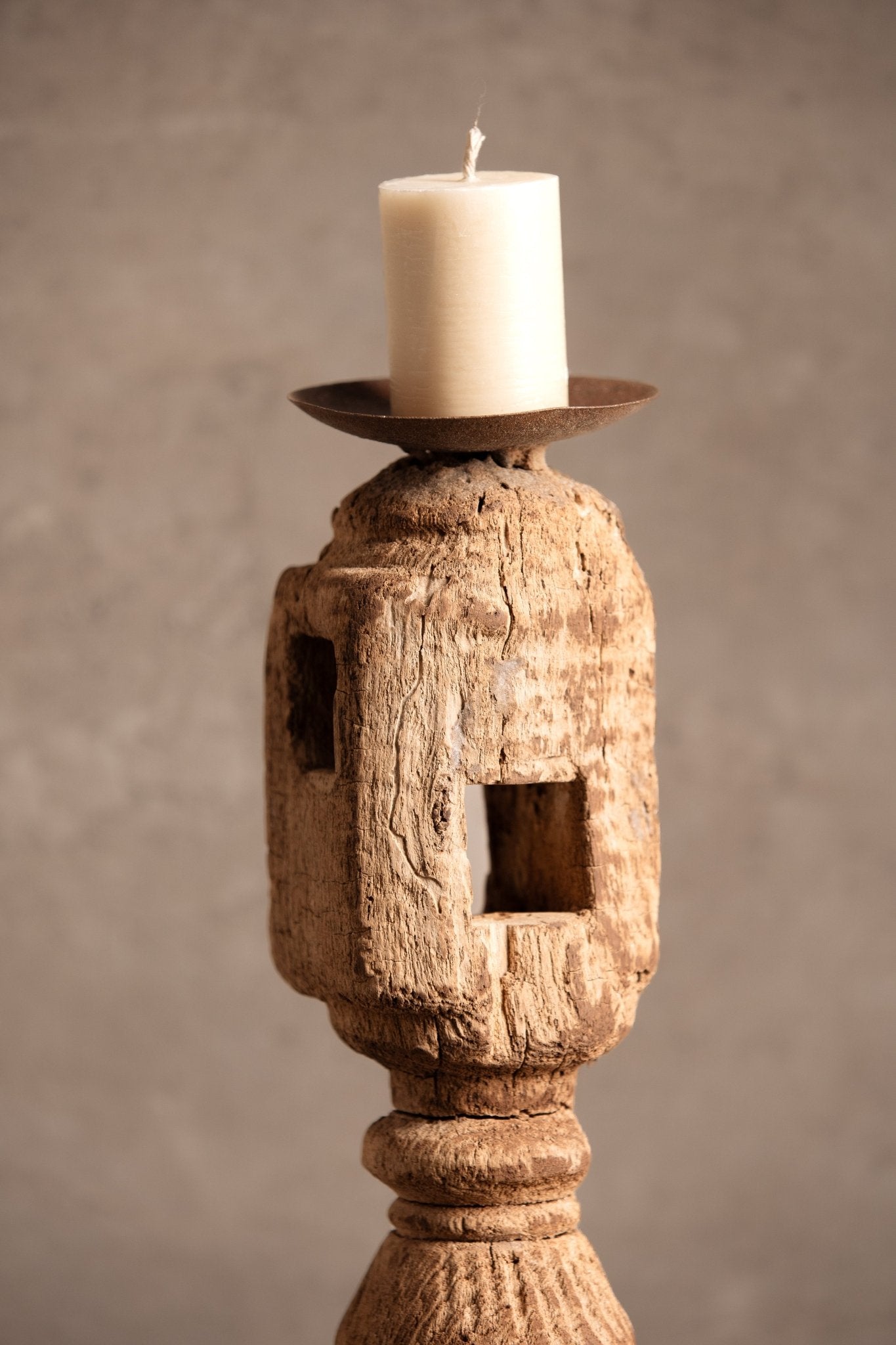 Vintage Handcarved Wooden Candle Stand - TesuCandles & Candle Holders