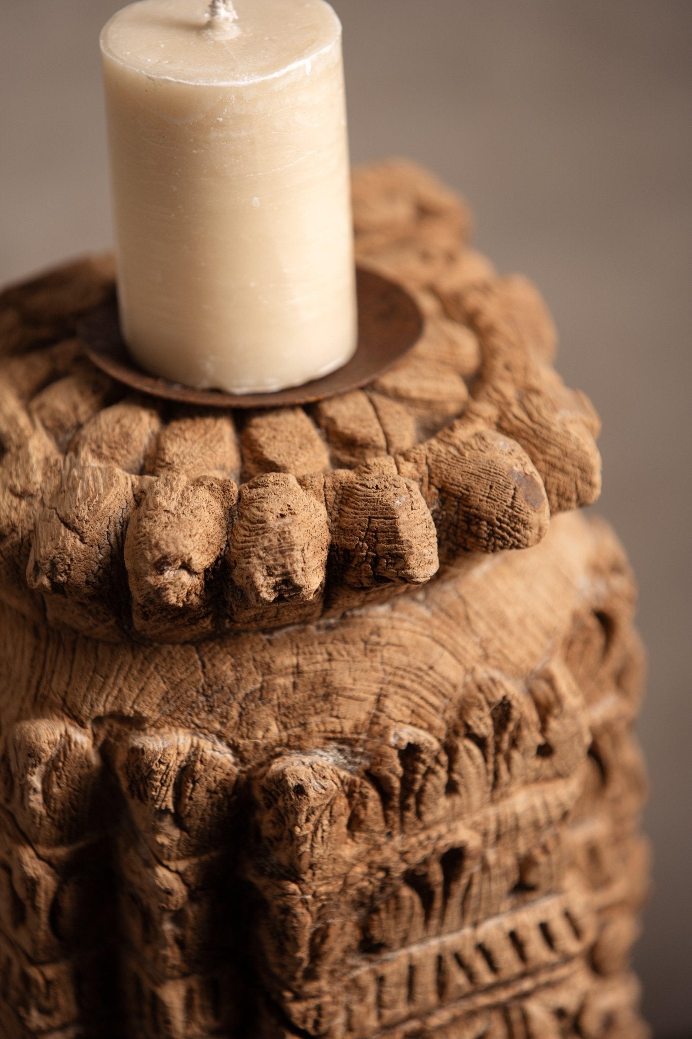 Vintage Handcarved Wooden Candle Stand - TesuCandles & Candle Holders