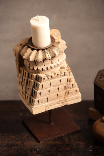 Vintage Handcarved Wooden Candle Stand - TesuCandles & Candle Holders