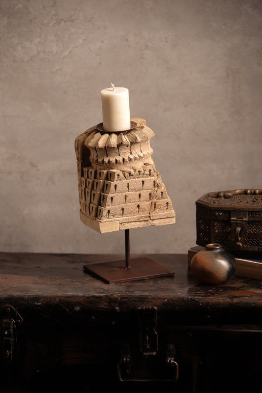 Vintage Handcarved Wooden Candle Stand - TesuCandles & Candle Holders