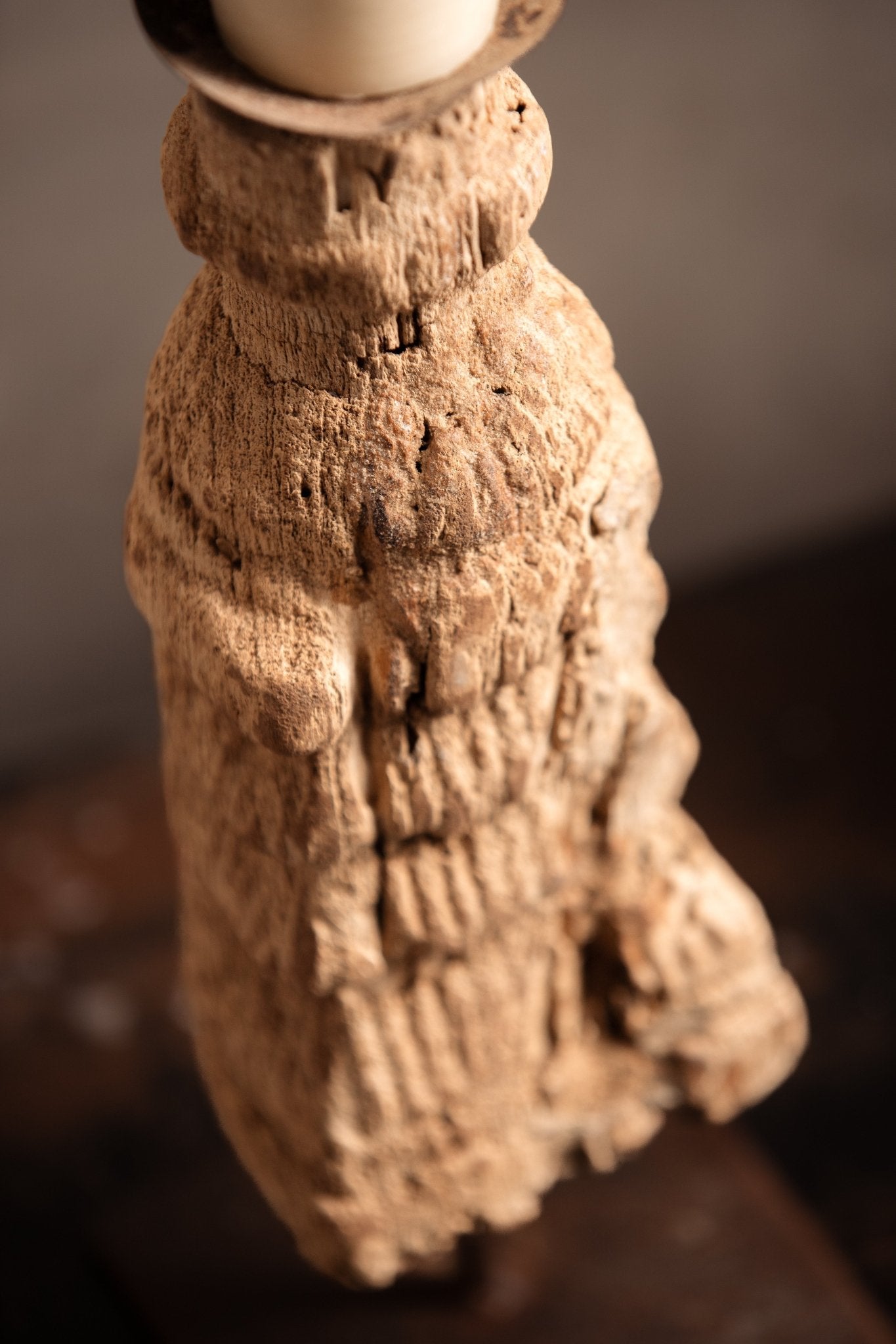 Vintage Handcarved Wooden Candle Stand - TesuCandles & Candle Holders