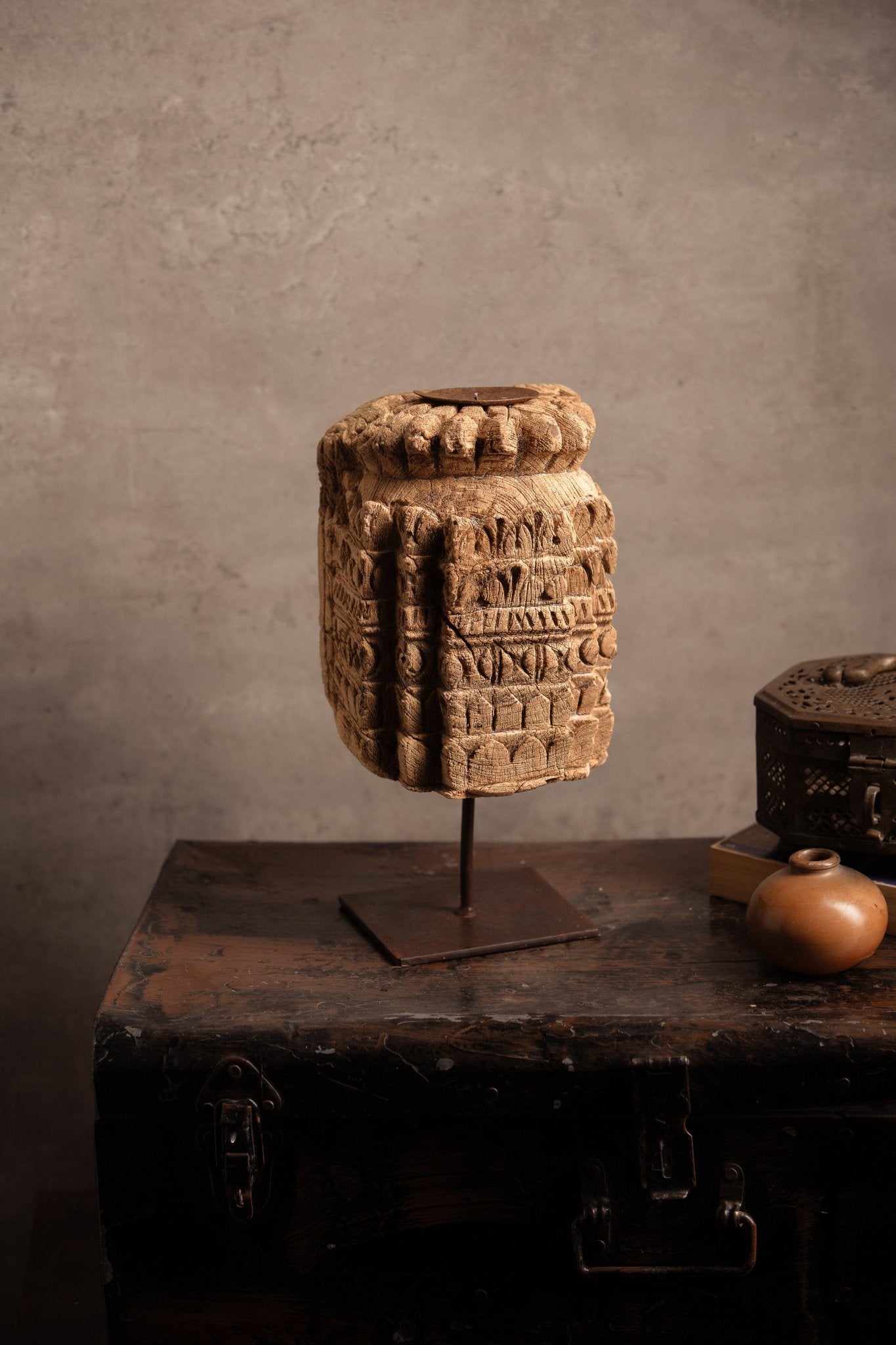 Vintage Handcarved Wooden Candle Stand - TesuCandles & Candle Holders