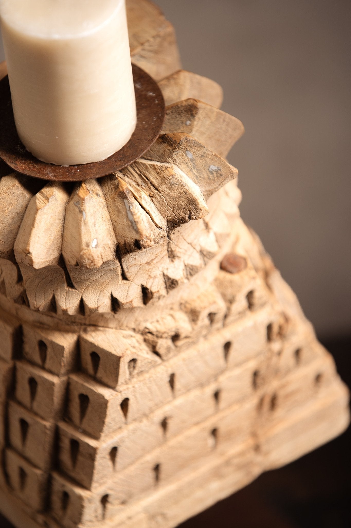 Vintage Handcarved Wooden Candle Stand - TesuCandles & Candle Holders