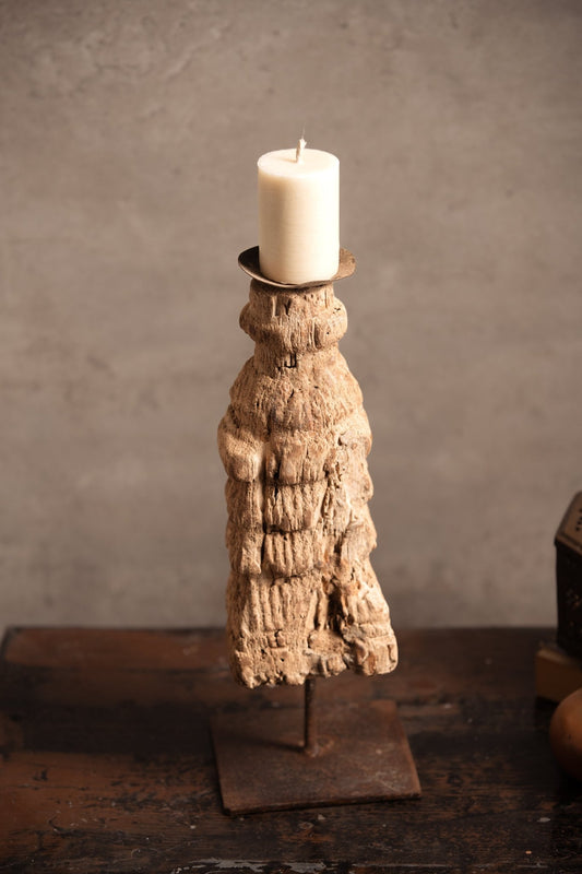 Vintage Handcarved Wooden Candle Stand - TesuCandles & Candle Holders