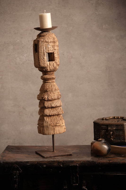 Vintage Handcarved Wooden Candle Stand - TesuCandles & Candle Holders