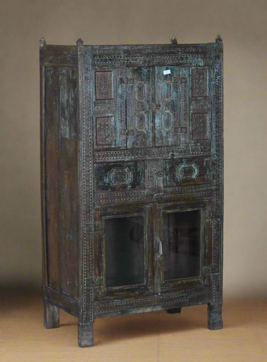 Wooden Almirah Glass and Drawer - TesuCabinets & Storage