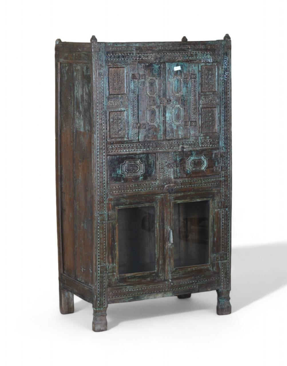 Wooden Almirah Glass and Drawer - TesuCabinets & Storage