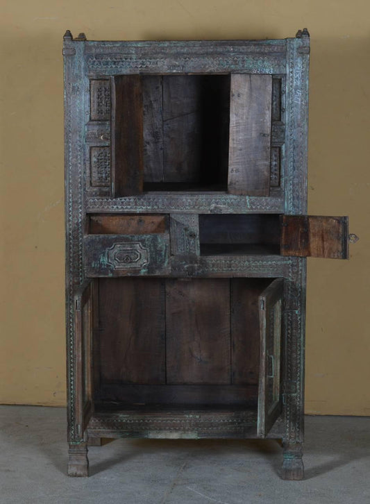 Wooden Almirah Glass and Drawer - TesuCabinets & Storage