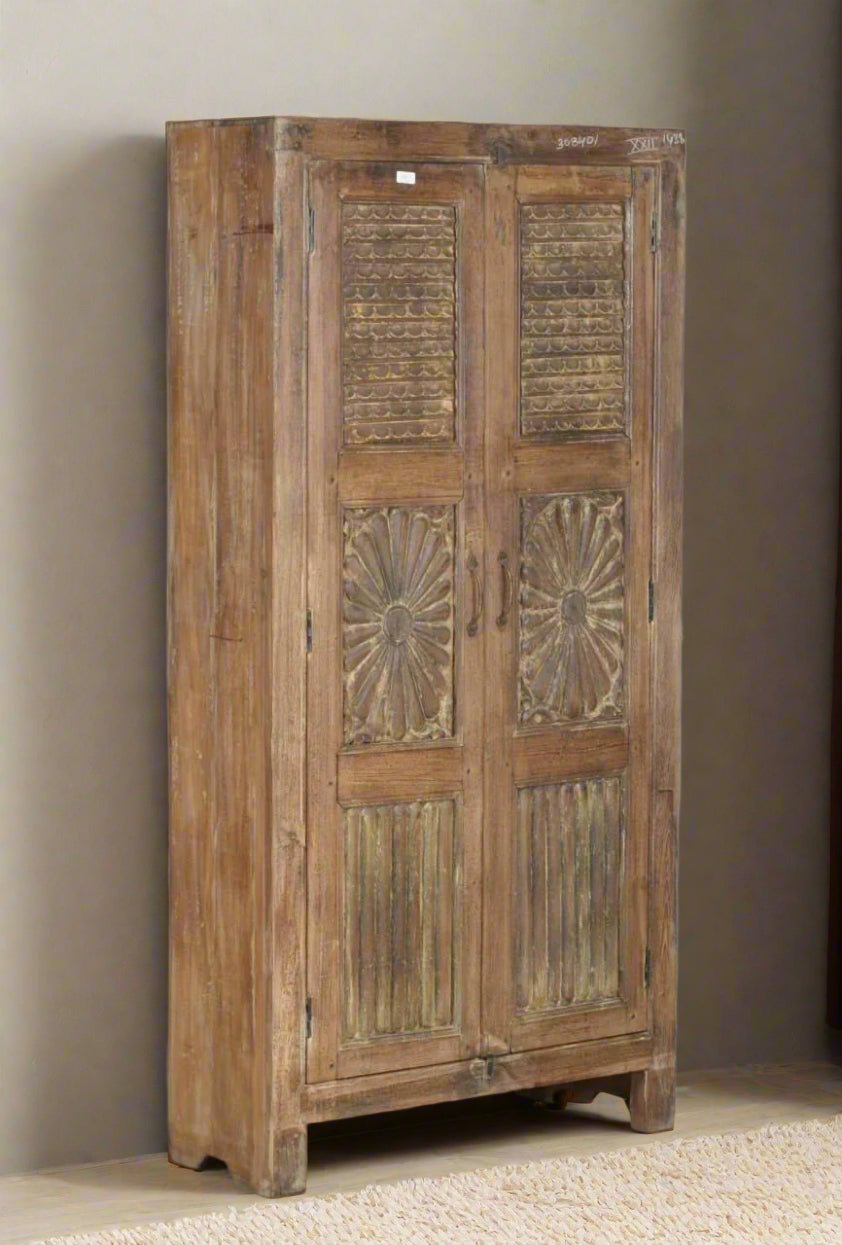 Wooden Carved Door Almirah - TesuCabinets & Storage