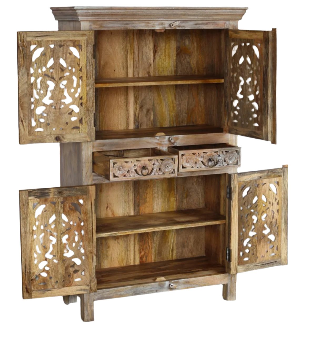 Wooden Handcarved Door Almirah - TesuCabinets & Storage