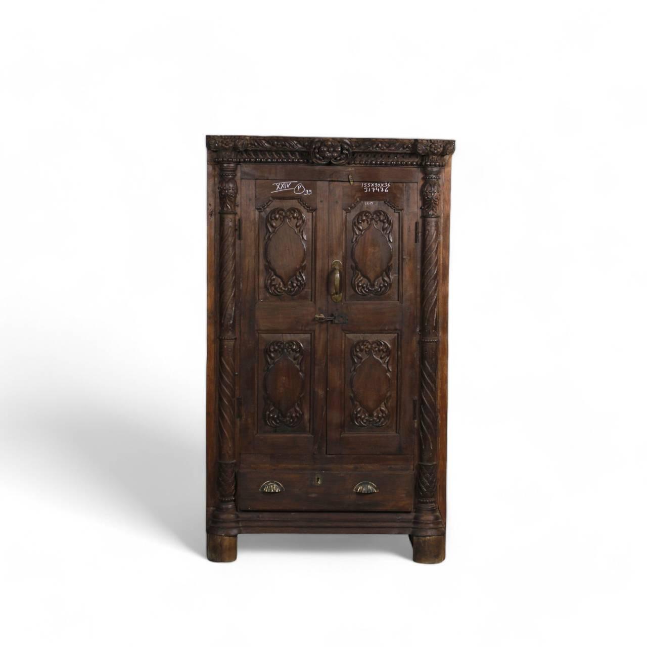 Wooden Handcarved Door Almirah - TesuCabinets & Storage