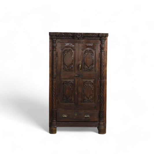 Wooden Handcarved Door Almirah - TesuCabinets & Storage