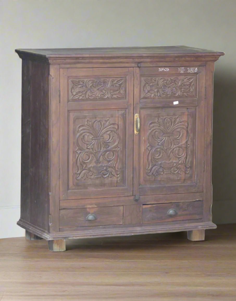 Wooden Handcarved Two Drawer Cabinet - TesuCabinets & Storage