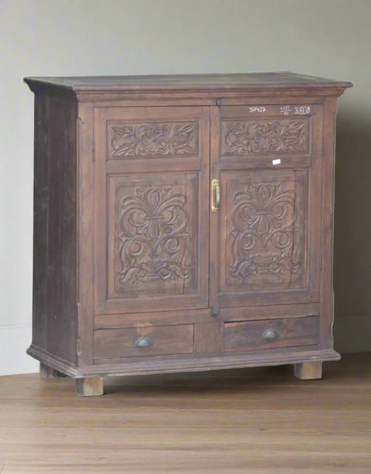 Wooden Handcarved Two Drawer Cabinet - TesuCabinets & Storage