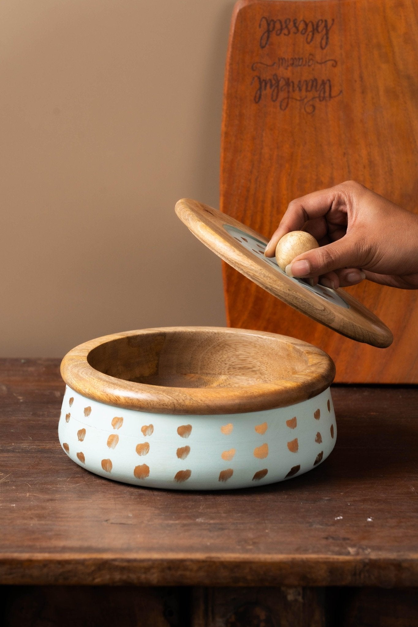 Wooden Handpainted Roti Box - TesuHome & Kitchen