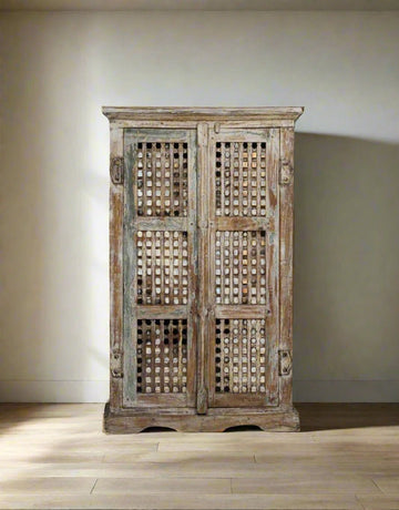 Wooden Jaali Door Almirah - TesuCabinets & Storage