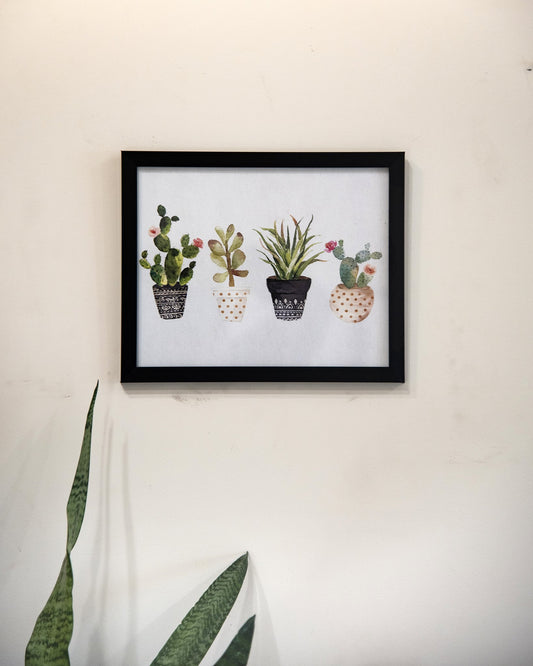  Aesthetic Art Collection, Black Wooden Frame Art, Classic Wall Art, Digital Art Painting, Elegant Wall Art, Expertly Crafted Artwork, Glass Framed Painting, Green Cactus Painting, High-Quality Materials, Home Decor Painting, Living Room Wall Decoration, Neutrals Wall Art, Soft Color Palette, Striking Wall Décor, Subtle Green Décor, tesu
