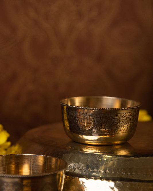 Brass Engraved Bowls Set of two