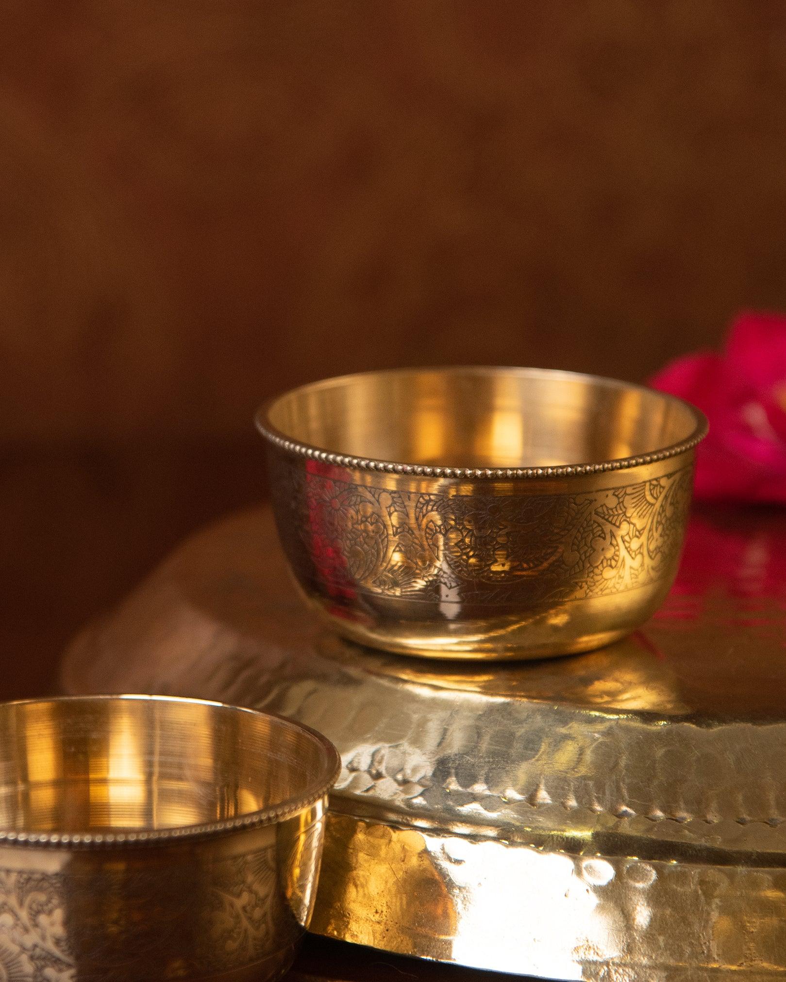 Brass Engraved Bowls - Set of two - TesuHome & Kitchen