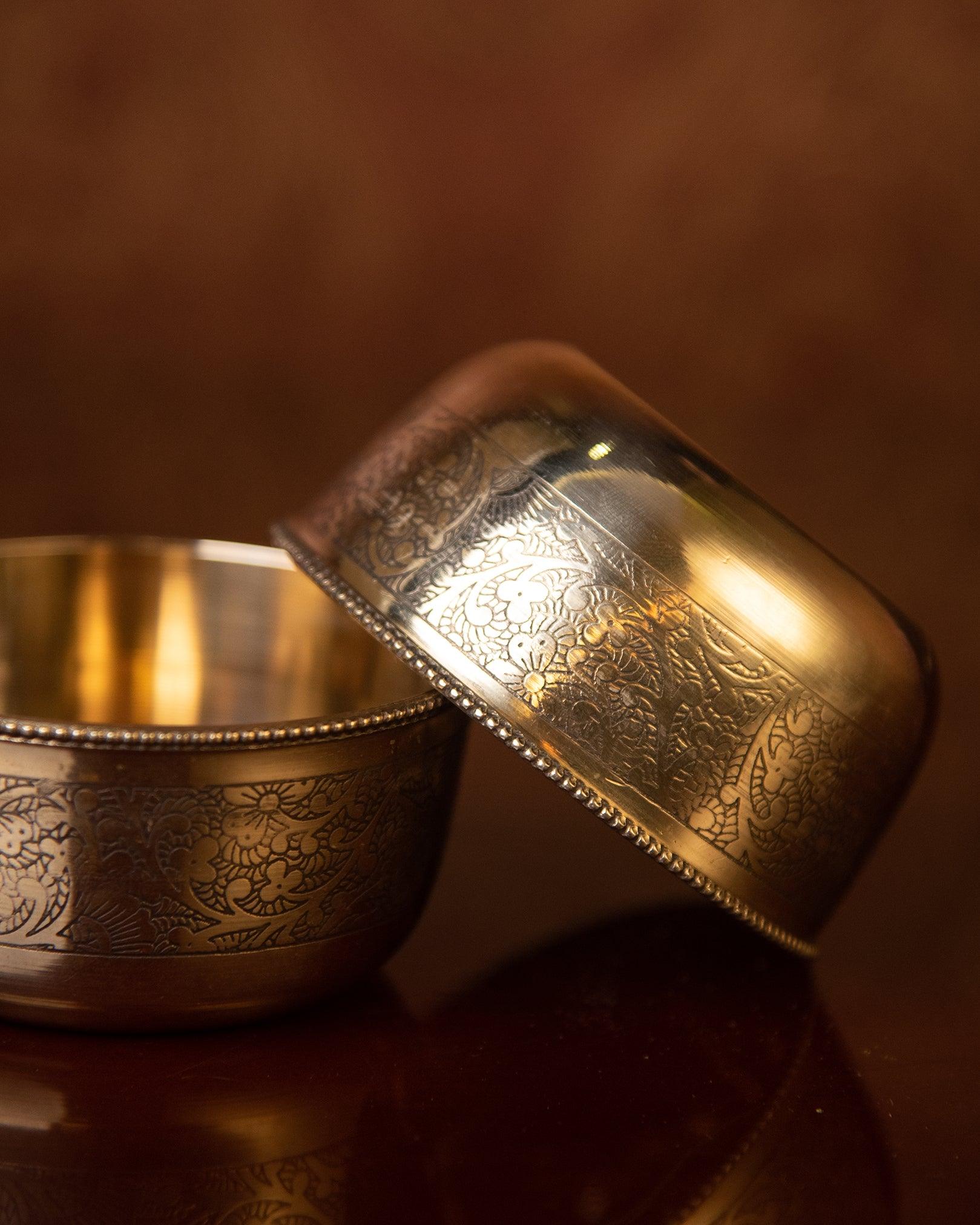 Brass Engraved Bowls - Set of two - TesuHome & Kitchen