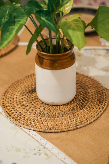 Cane Woven Round Placemats - ( Set of 2 ) - TesuHome & Kitchen