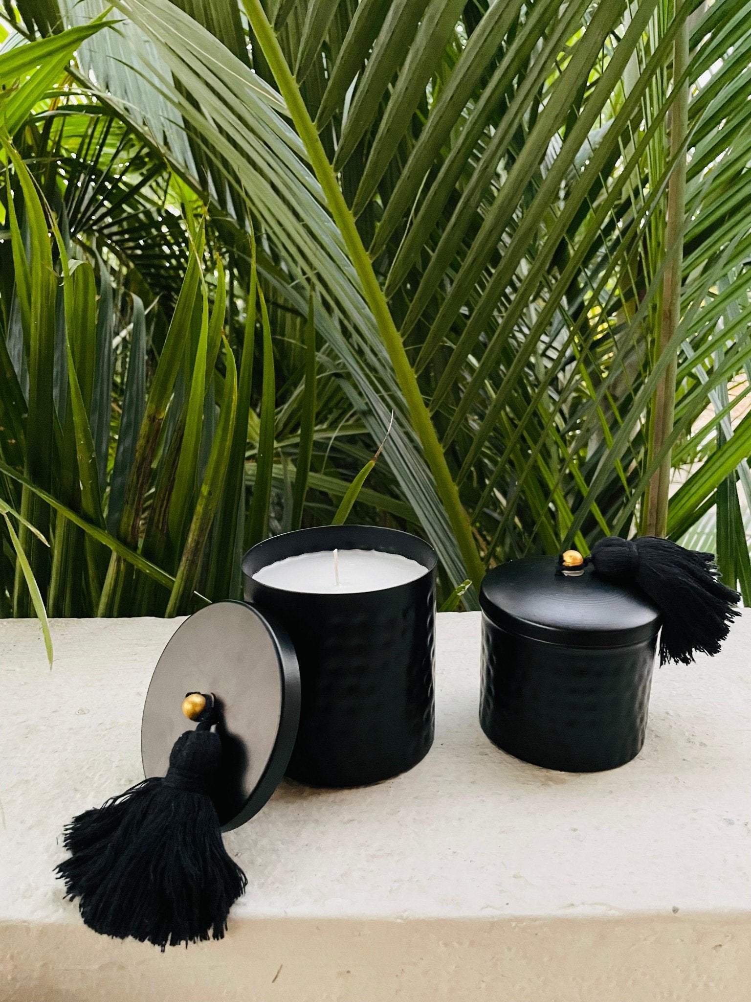 Caviar Matt Black Tassel Jar Candles - TesuCandles & Candle Holders