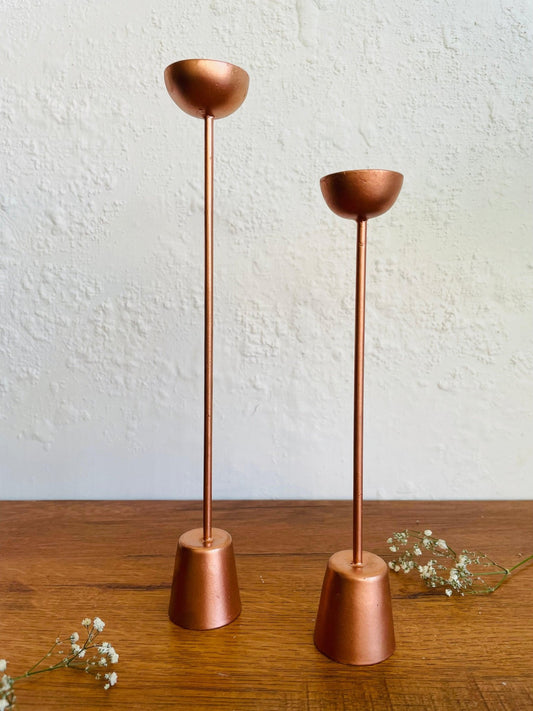 Contemporary Copper Plated Candle Holder - Set of 2 - TesuCandles & Candle Holders