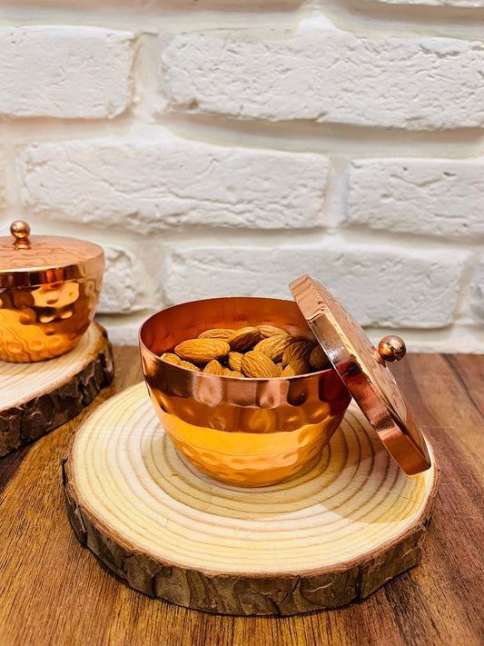 Copper Plated Hazelnut Jar With Lid - TesuBrass Storage Box