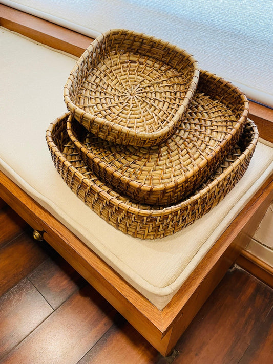 Handwoven Cane Tray - Square - TesuServing Tray