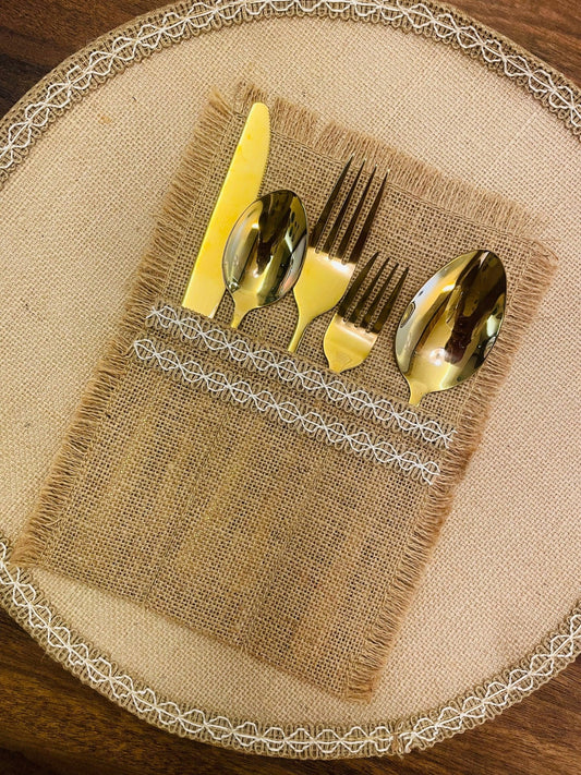 Jute Cutlery Case - Set of 4 - Neutral - TesuServeware
